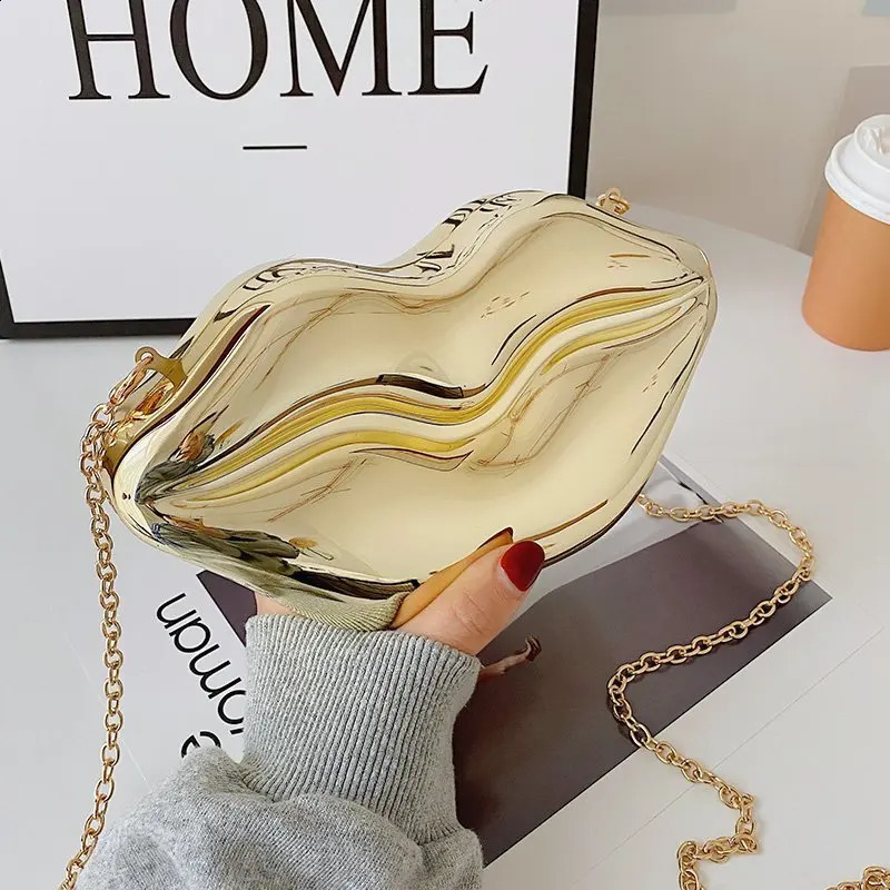 Funny Mouth Shaped Crossbody Bag for Women Creative Lips Shoulder Bags Cute Acrylic Small Box Female Purses 240904