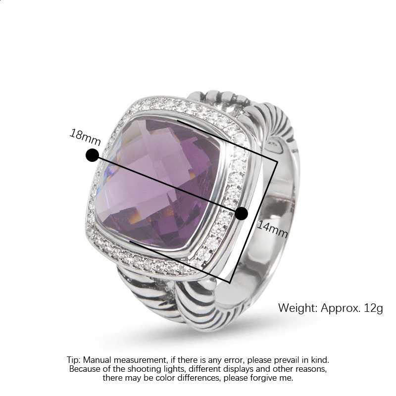 JADE ANGEL Retro 14mm Stone Ring Womens Classic Womens Black Agate Zircon Ring Fashion Jewelry Accessories Ring 240905