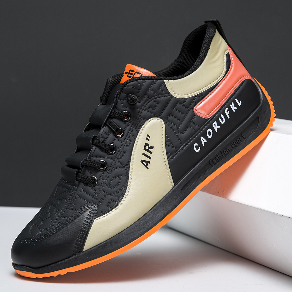 Men Shoes Trendy Solid Casual Leather Sneakers Comfy Non Slip Lace Up Shoes Outdoor Activities Running Sports Shoes Zapatillas