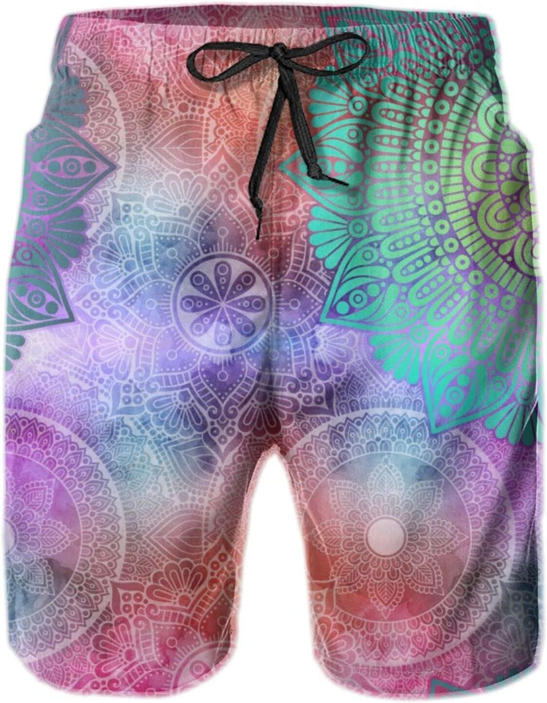 Mens Shorts 3D Printed Pattern Beautiful Swim Trunks Quick Dry Fashion Beach Board Swimwear