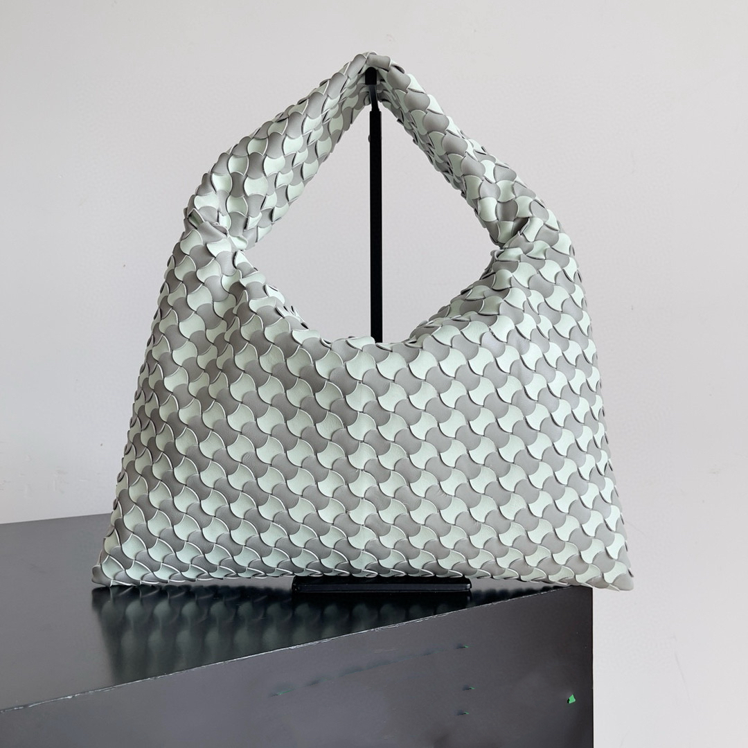 Hop Croissant Handwoven Tote: Spacious, Chic Shopping & Commuting - Fashionable Single Shoulder, Bag Genuine Leather Underarm Hobo Travel GREEN