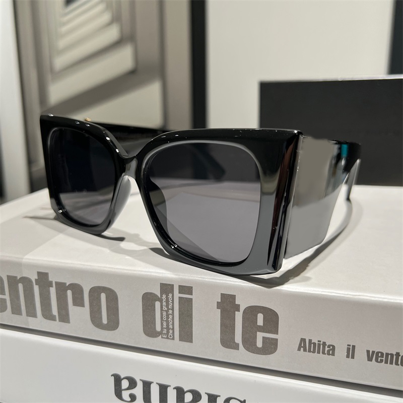 Solid color sunglasses oversized luxury glasses UV protection white black occhiali da sole wide frame metal letters acetate designer sunglasses leopard print C23