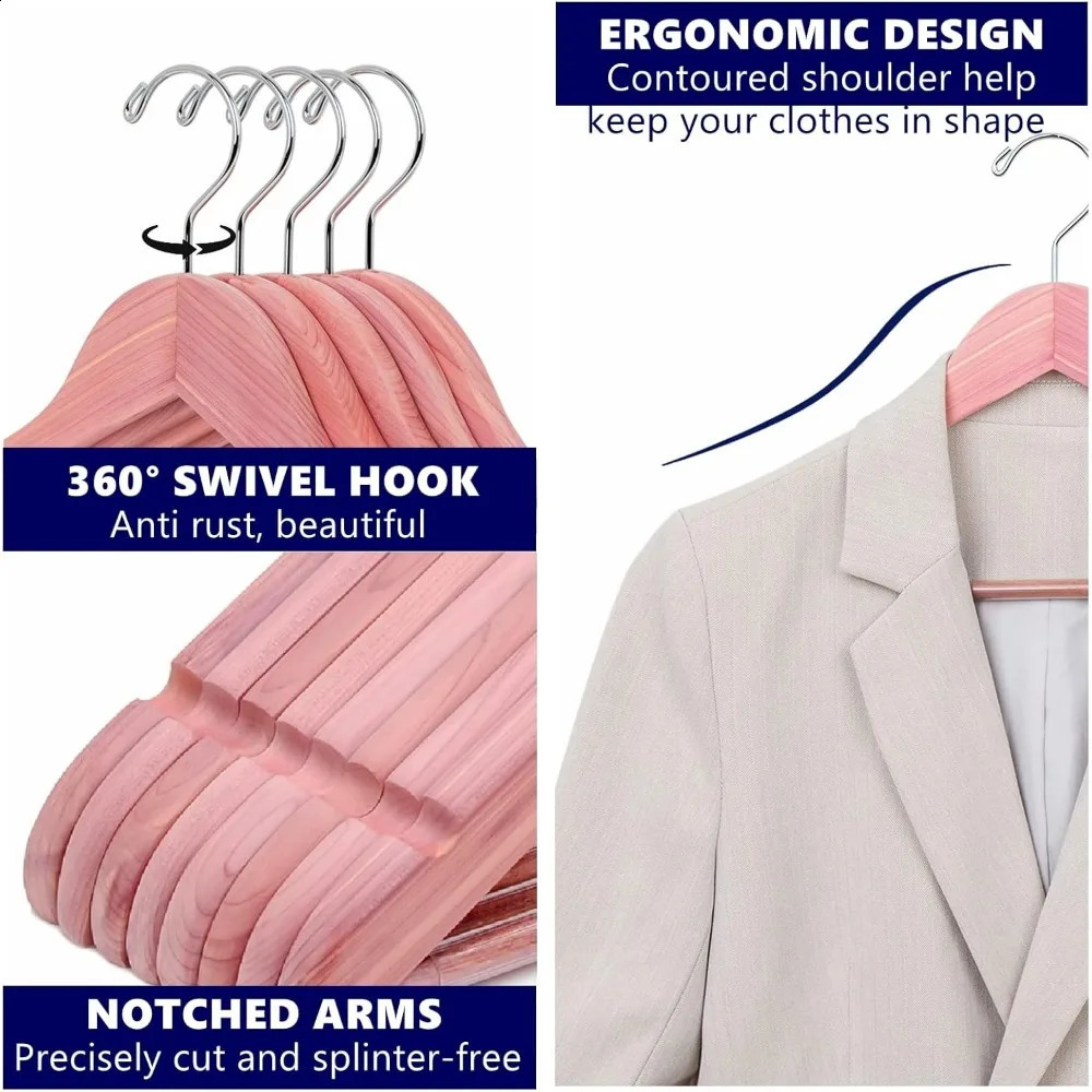 American Red Cedar Hangers 30 Pack Smooth Finish Wood Coat for Suit Shirt Aromatic Clothes 240904
