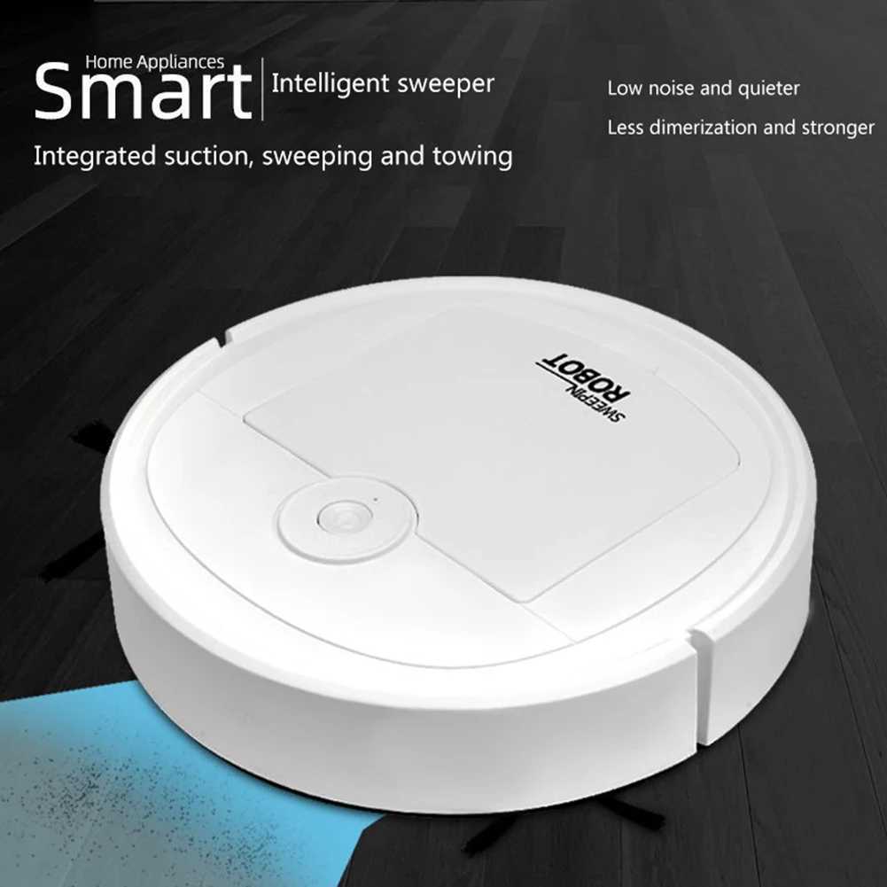 Robotic Vacuum Intelligent Low Noise Floor Sweeper Dust Catcher Carpet Cleaner Black M240905