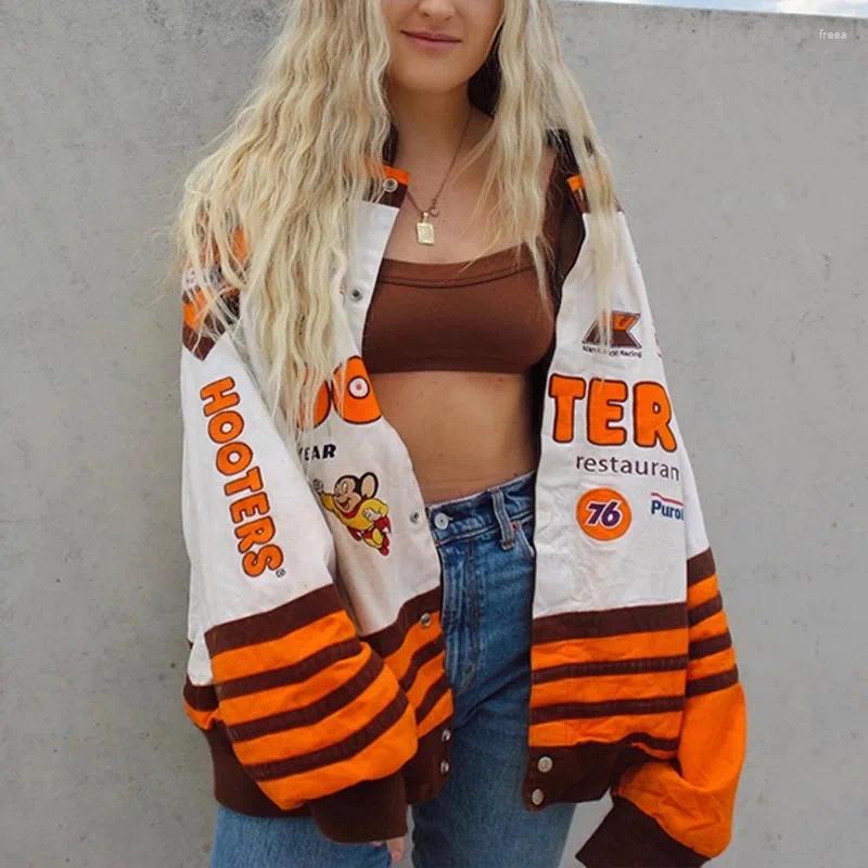 Women's Jackets 2024 Spring And Autumn Printed Jacket Street Casual Hip Hop Sports Zipper Pilot Coat