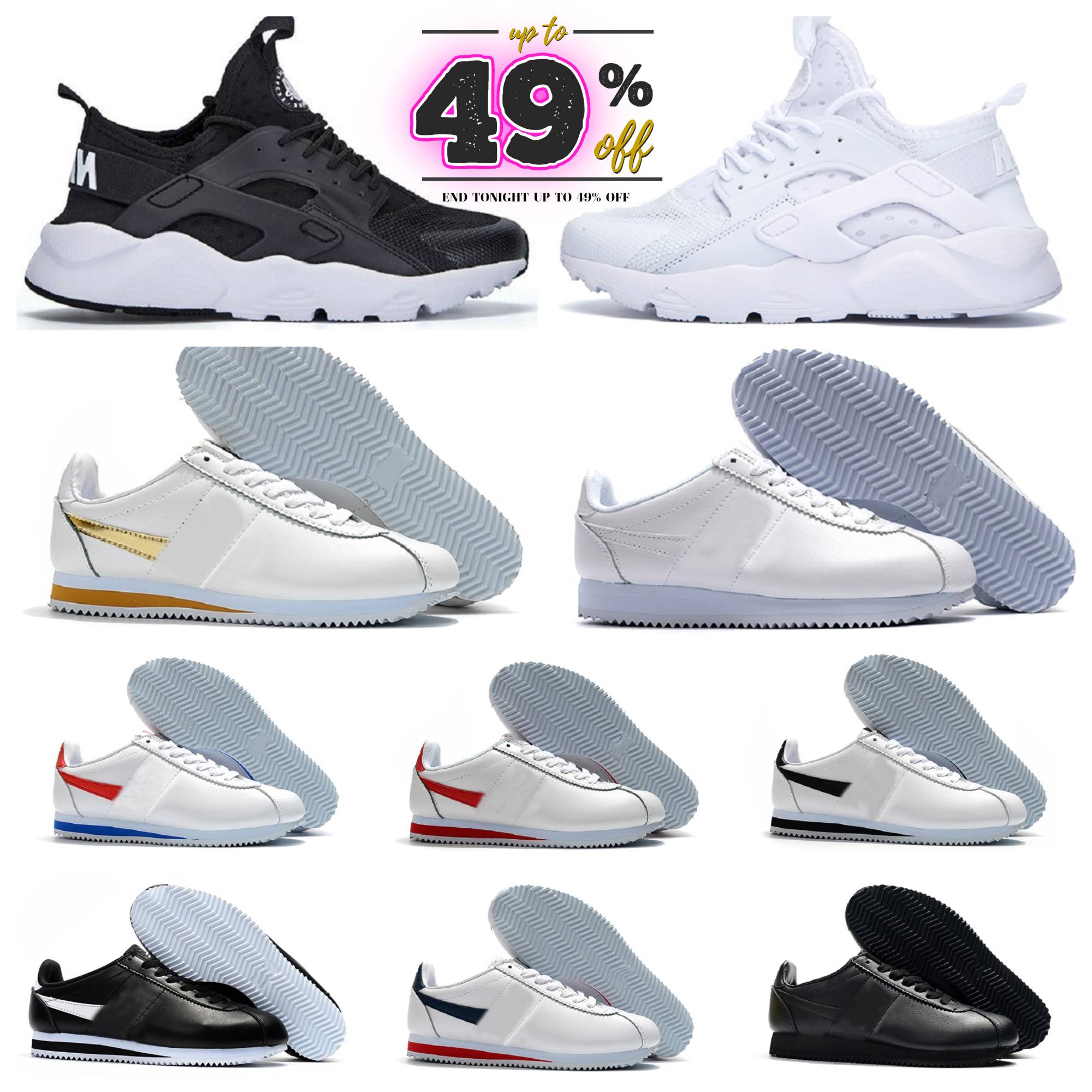 Fashion Classic White Varsity Red Casual Shoes Basic Black Blue Lightweight Run Chaussures Cortezs NYLON RM Leather Outdoor sneakers huaraches Trainers size 36-46