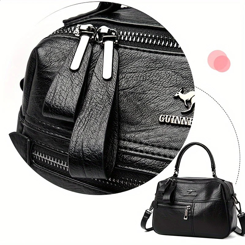 Sheepskin Boston Bag Cross Straddle Handbag Fashion Cool Soft Leather Womens 240903