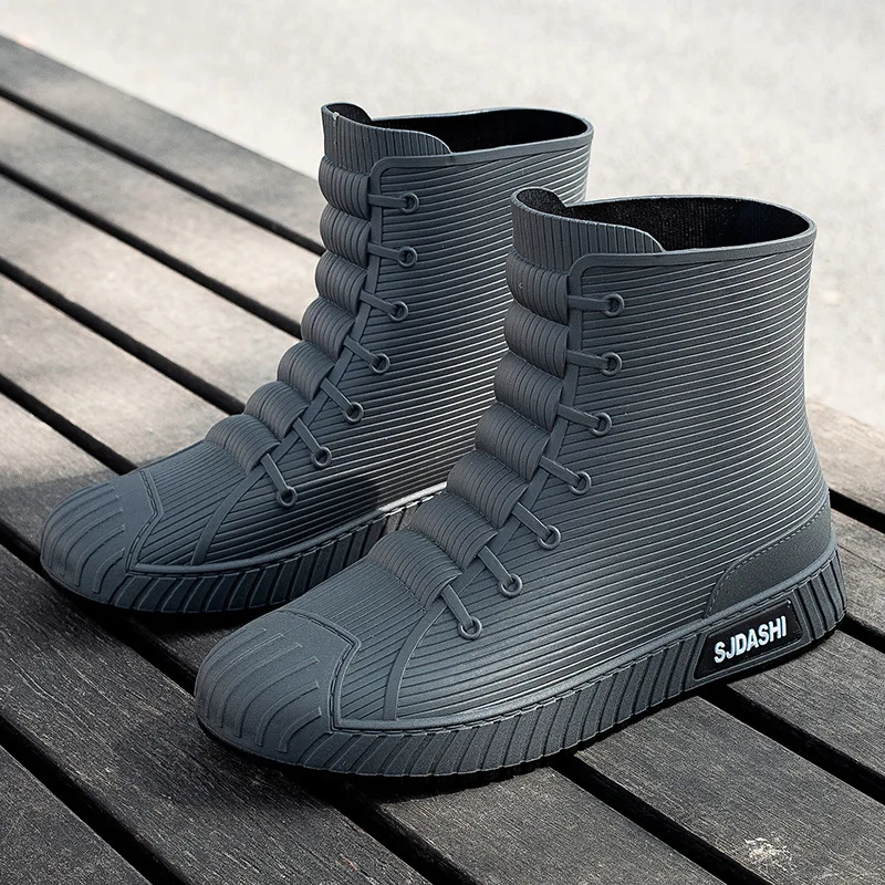 Waterproof Rain for Men Rubber Fishing Husband Galoshes PVC Ankle Water Boots Man Work Safety Shoes Botas De Lluvia e834