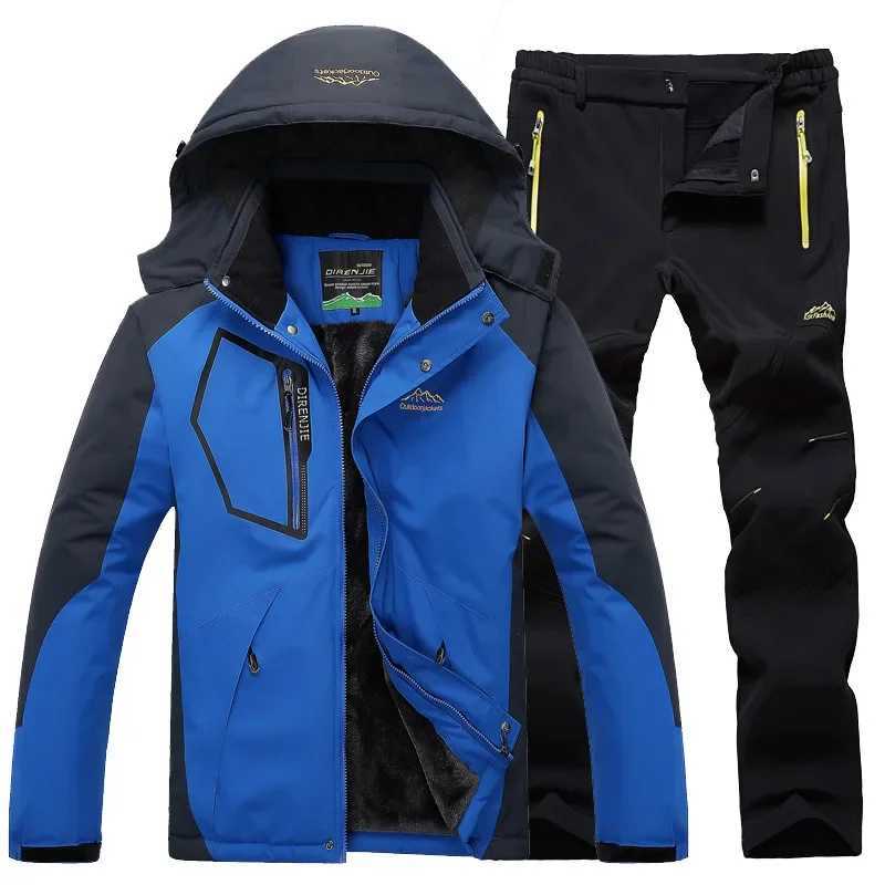 Mens ski suit windproof waterproof warm ski jacket+pants snow suit winter ski jacket W240905