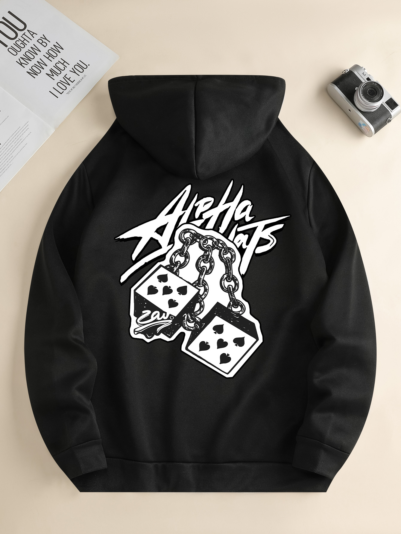 Chain Poker Trendy Printed Patterns, Men's Unique And Stylish New Hoodie With Kangaroo Pocket, Casual And Fashionable Long-sleeved Round Neck Swe