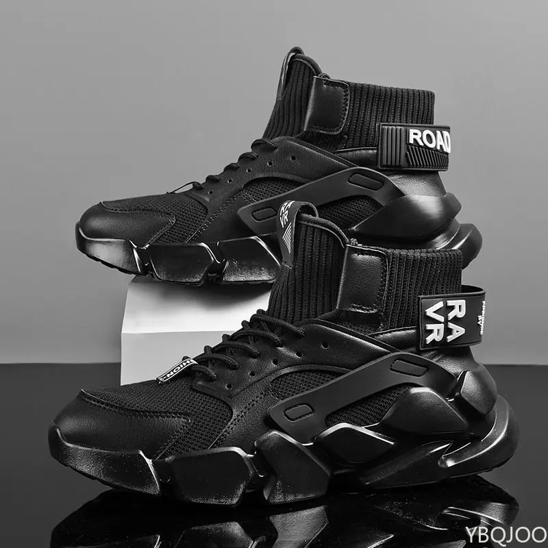 New High-top Beige Men's Sneakers Chunky Men Heighten Fashion Casual Plus Size atillas Damping Tennis Shoes 2023