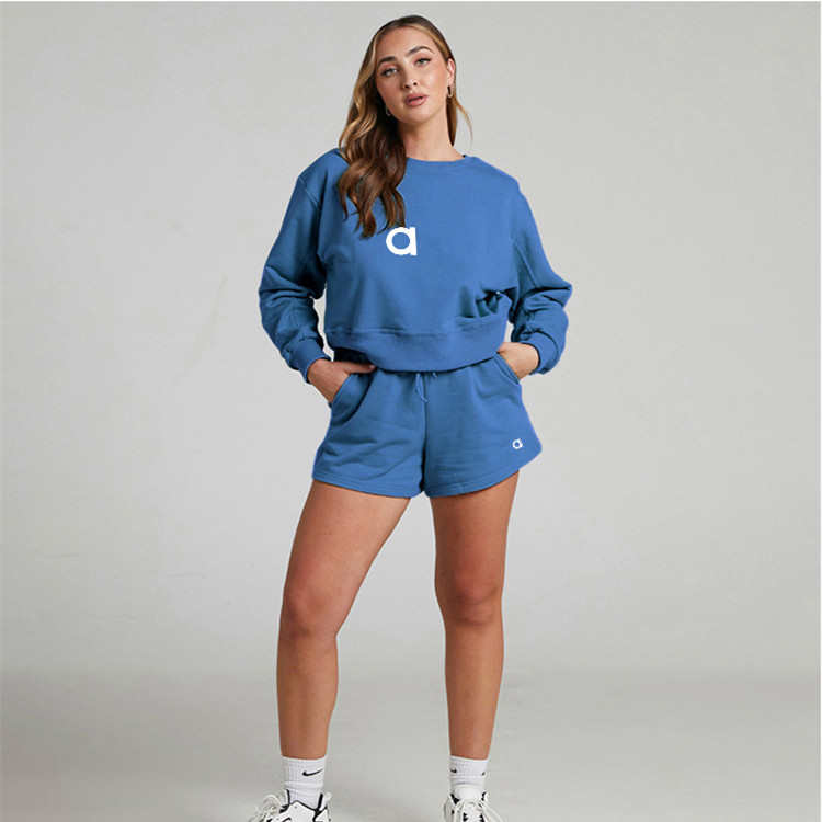 A219 Yoga Sets Women 2 Pieces Sweatshirt + Shorts Gym Sports Bra Fitness High Waist Shorts Workout Sports Clothes Tracksuits