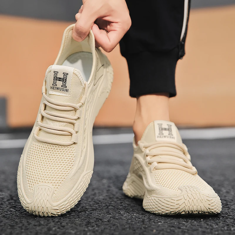 Casual Sneakers for Men Comfortable Lightweight Low Top Sports Shoes Breathable Trendy All-match Non-slip Round Toe Male Sneaker