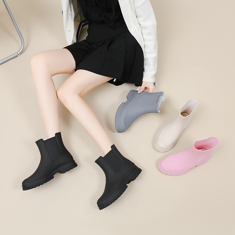 Rubber Boot for Women's Rain Waterproof Work Garden Galoshes Fishing Rainboots Skateboard Ankle Kitchen Shoes Footwear dea5