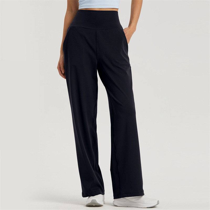 A1527 Yoga Wear Womens Ninth Jogging Pants Loose Wide Leg High Waist Training Strap Pants 5 Colors