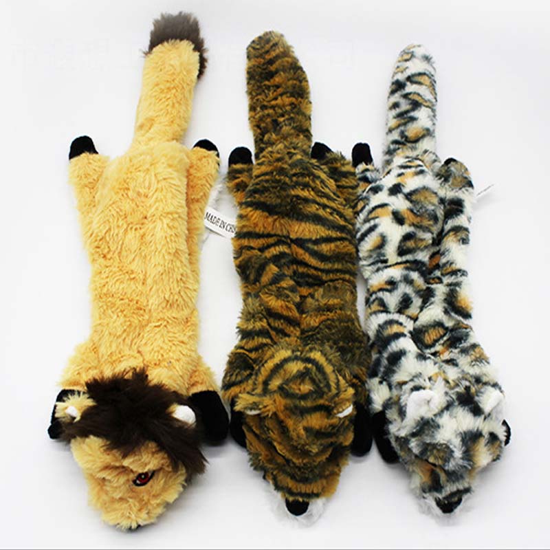 Plush Pet Dog Sound Toy Puppy Squeak Toys Tiger Leopard Lion Sound Toy Dog Plush Skinny No Stuffing Squeaky