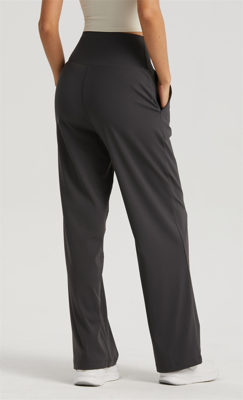 A1527 Yoga Wear Womens Ninth Jogging Pants Loose Wide Leg High Waist Training Strap Pants 5 Colors