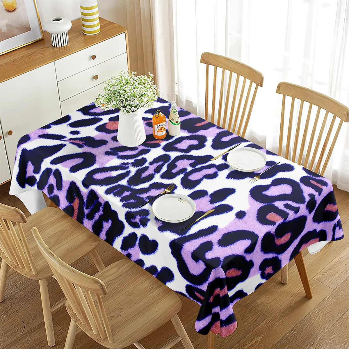 Pink Leopard Print Tablecloth Rectangular Wildlife Leopard Skin Home Decoration for Tablecloth Tea Table Kitchen Dining Room 240903