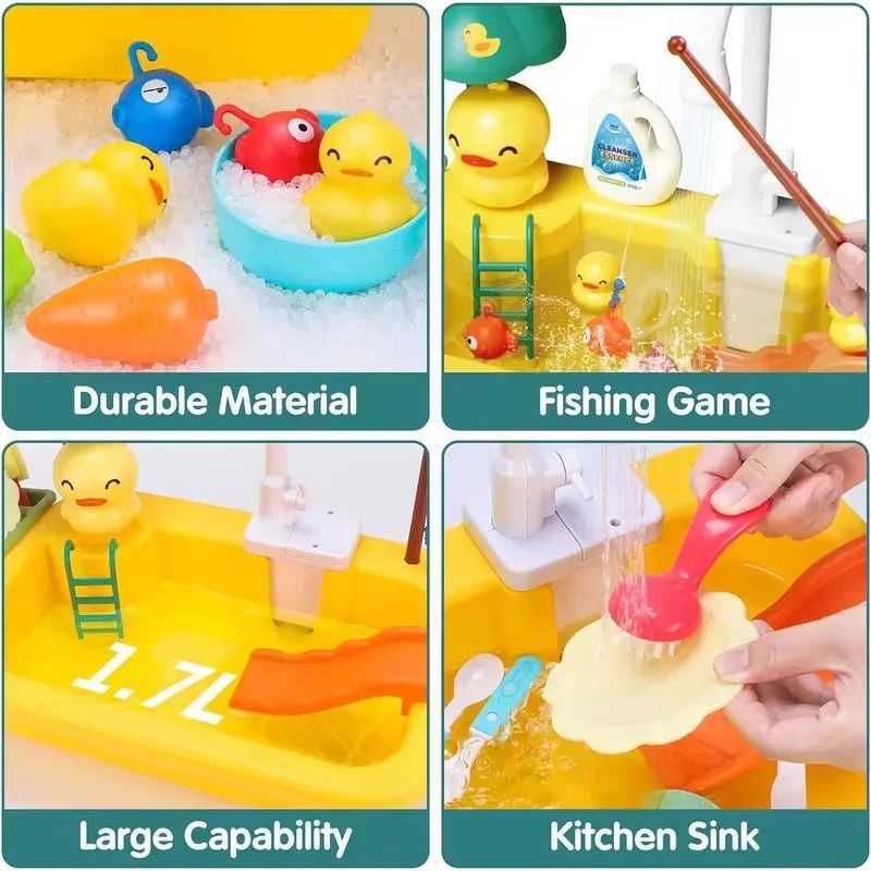 2024 New Faucet Game Sink Kitchen Sink Toy Electric Faucet Game Kitchen Swimming Pool Floating Fishing Toy Water Game Baby Gift W250113