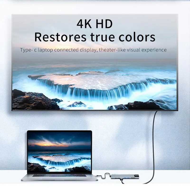 USB 8-in-1 Type C 3 1 to 4k HdTV Hub Adapter with Sd Tf Rj45 Card Reader Pd Fast Charging Suitable for Macbook Laptops CL240905