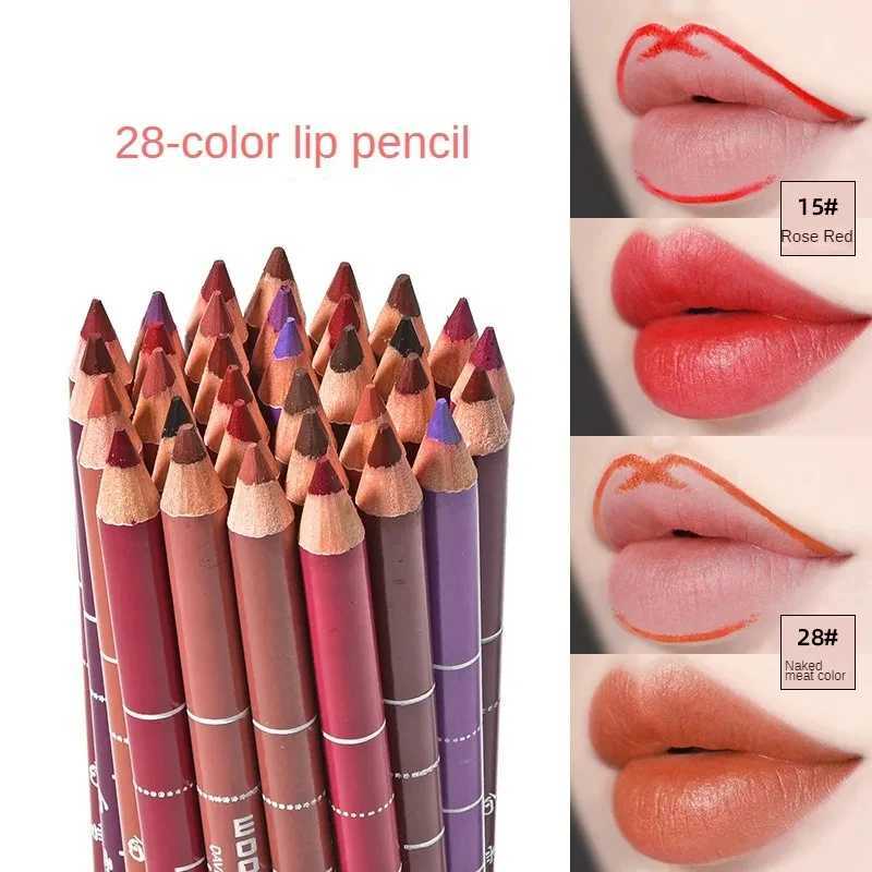 28 color wooden lip line waterproof professional soft pencil charming lip line makeup womens long-lasting cosmetics new tool W240904