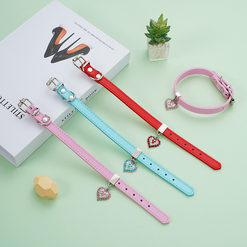 New Instagram dog collar pet safety buckle dog chain cross-border cute pet cat collar love pendant