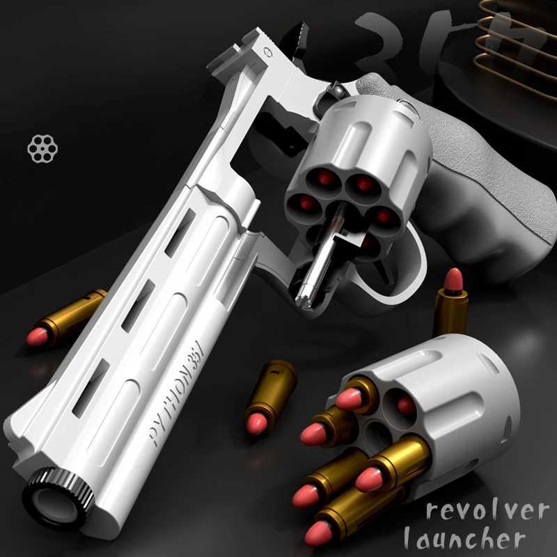 Childrens quick shooting revolver toy soft bullet gun Magnum Zp-5 357 real pistol fake gun model boy shooting toy childrens gift W240904