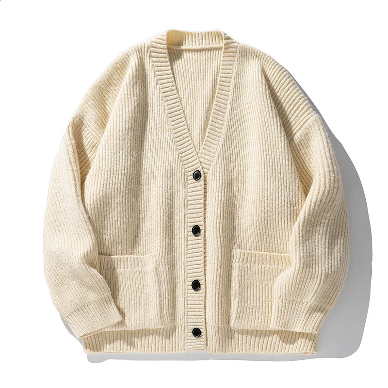 Thick Needle Heavy Texture Cardigan Sweater Men 2024 Autumn and Winter Couples with A Simple Solid Color Coat 240905 - view 7