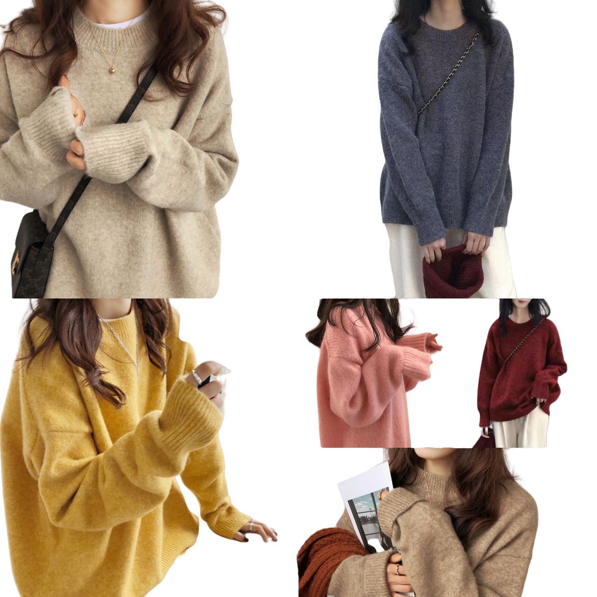 Women's Oversized Cashmere Sweater Pullover Loose Knitted Jumper Robe For Autumn Winter Casual Daily Wear B4