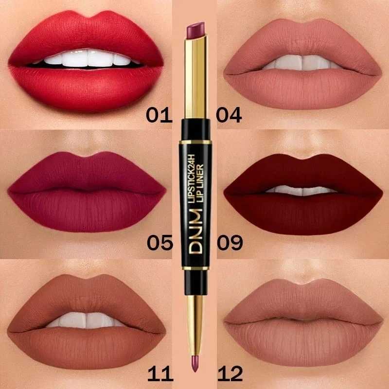 2-in-1 lip line matte lipstick pencil outline matte waterproof long-lasting moisturizing lip line cosmetics nude sexy red W240904