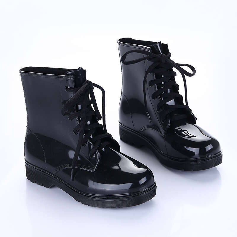 Women Transparent Waterproof Colorful Spring Autumn Shoes Rain Boot Woman Leopard Print Ankle Boots Large Size 40