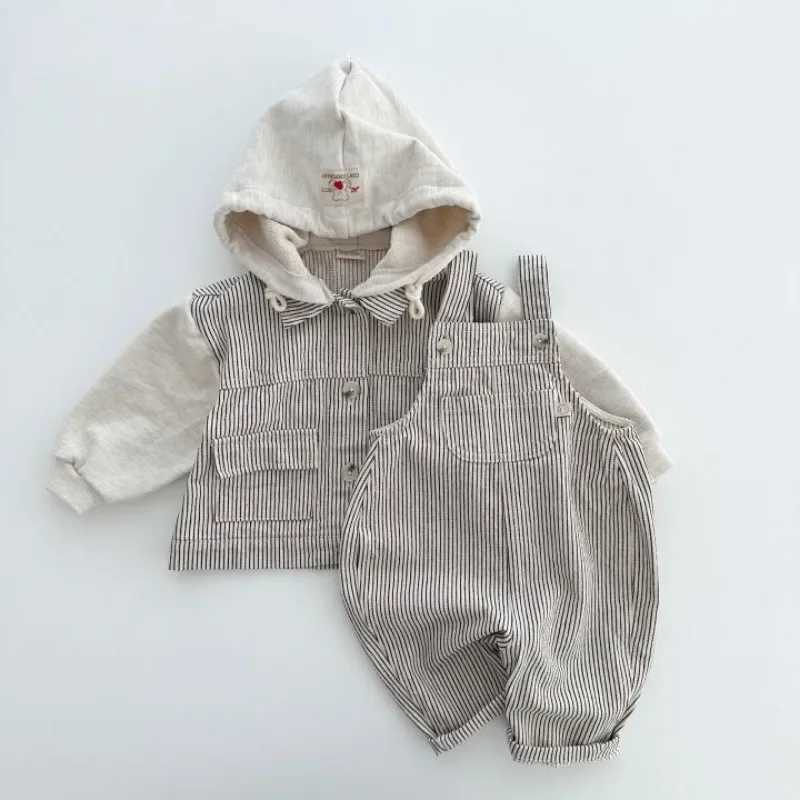 Baby Boy Solid Denim Overalls Boys Jeans Suspenders Pants Infant Jumpsuit Children Clothing Girls Autumn Striped Overall OutfitsXJ240904