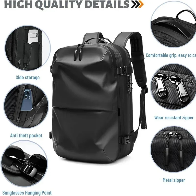 2025 NEWS Vacuum compression mens travel backpack with air pump waterproof laptop bag highquality Oxford 17 inch