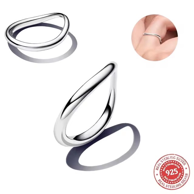 2024 Treated Freshwater Cultured Pearl Organically Shaped Double Band Entwined Ring For Women Charms 925