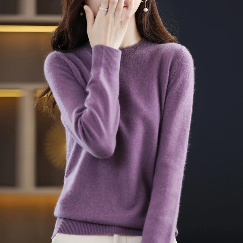 100% wool cashmere sweater womens loose casual knitted round neck highquality autumn and winter 240905