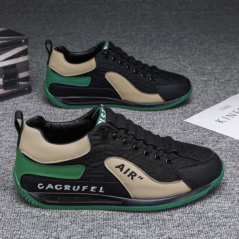Men Shoes Trendy Solid Casual Leather Sneakers Comfy Non Slip Lace Up Shoes Outdoor Activities Running Sports Shoes Zapatillas