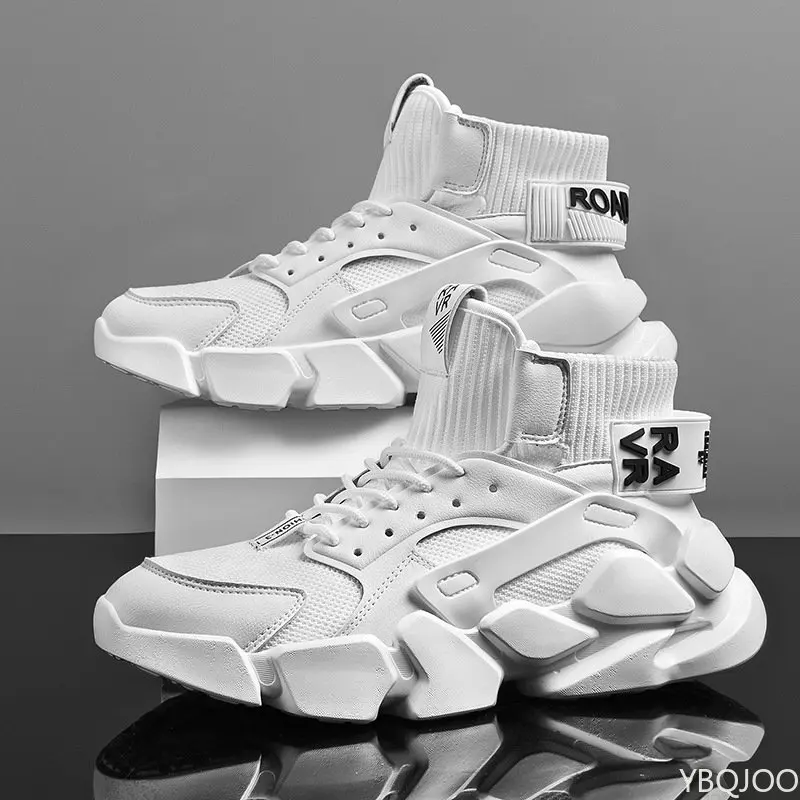 New High-top Beige Men's Sneakers Chunky Men Heighten Fashion Casual Plus Size atillas Damping Tennis Shoes 2023