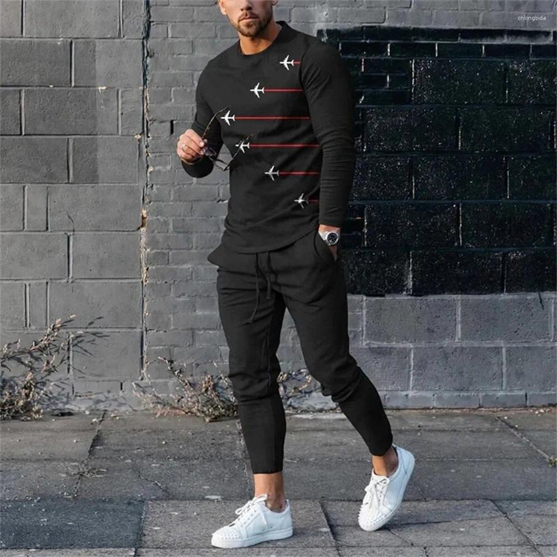 Men's Tracksuits Sweatshirt Pants 2 Piece Sets O Neck Long Sleeve T Shirt Sweatpants Male Oversized T-shirts Sportswear Clothing