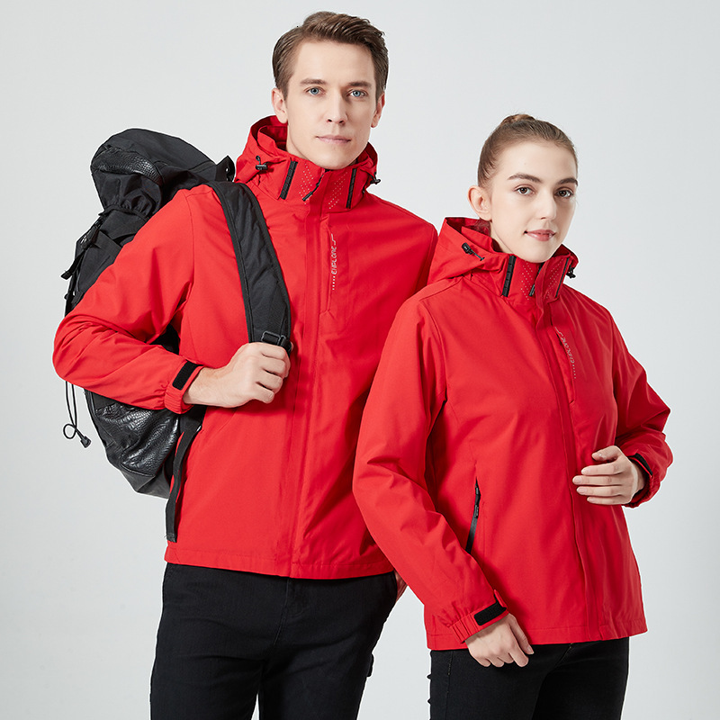 Autumn and winter hooded soft shell waterproof cardigan, assault couple wear-resistant outdoor off-road suit, student school uniform, team uniform