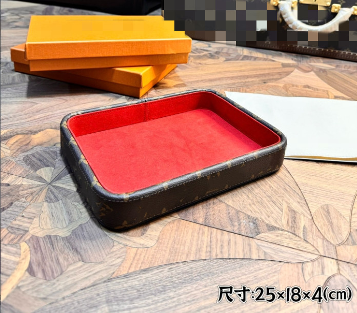 Leather jewelry display plate, glasses watch ring necklace storage plate, household high-value wooden dried fruit plate Wholesale
