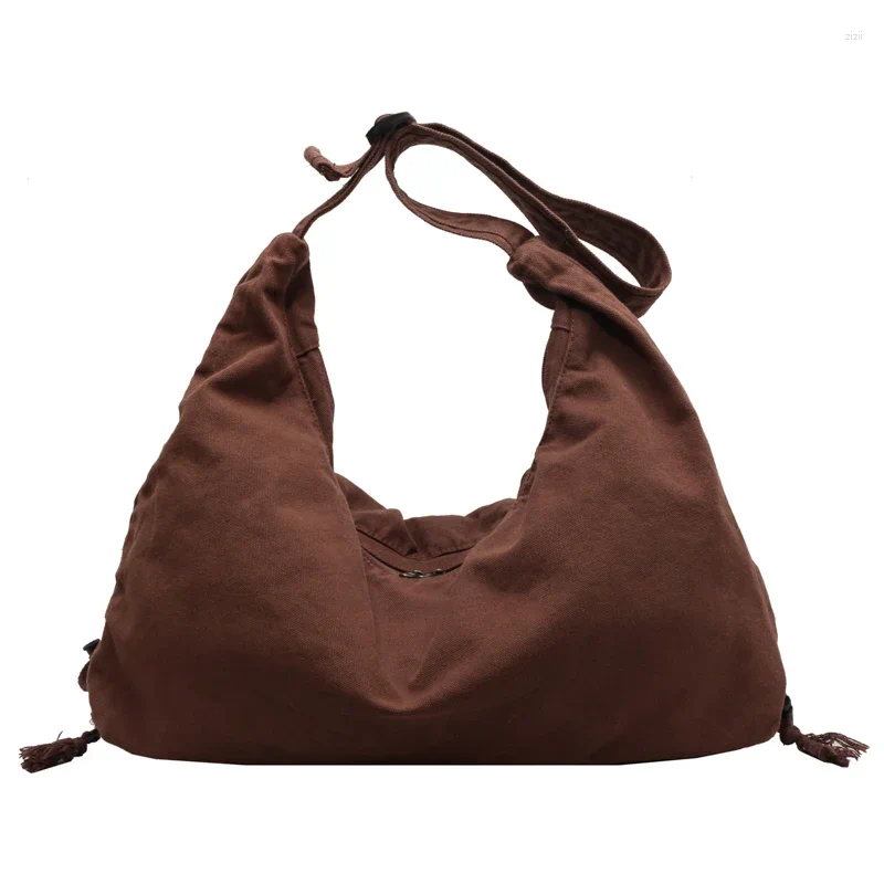 Totes Large Denim Women's Bag Canvas Shoulder Drawstring Messenger Y2K Eco Shopper Korean Satchel Pocket Jeans Handbag