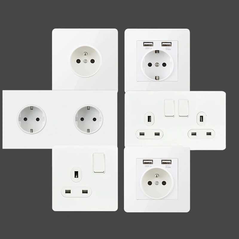 Toggle switch White stainless steel panel retro wall lamp switch AC110-250V 1 2 3 4 Gang 2 Way16A Universal wall light switch Y240905
