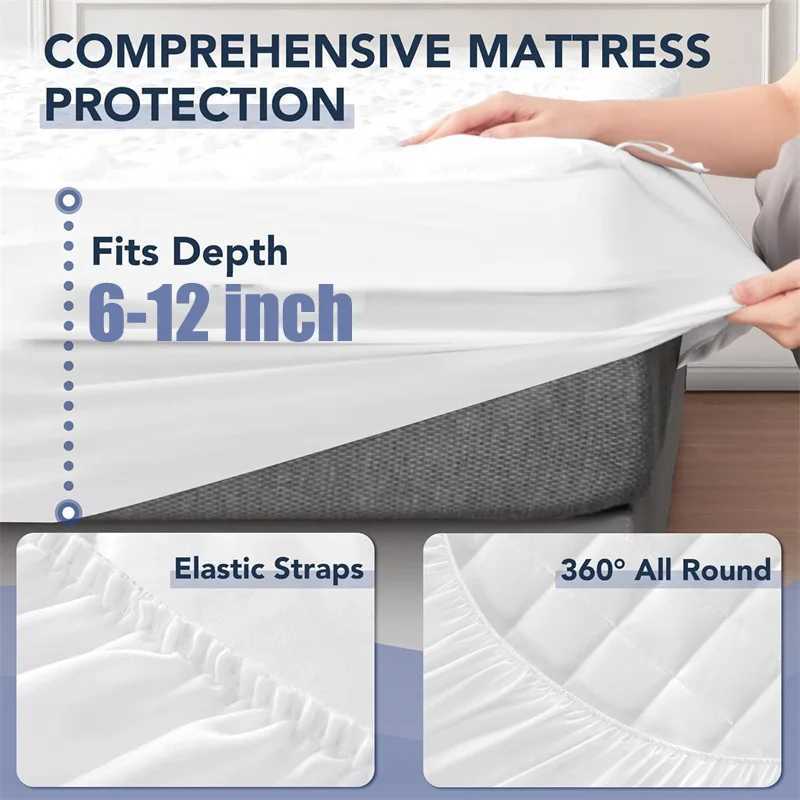 100% Waterproof Mattress Cover Quilted Bed Fitted Sheet Mattress Protector Non-Slip Soft Bed Cover Single Double Queen KingXJ240904