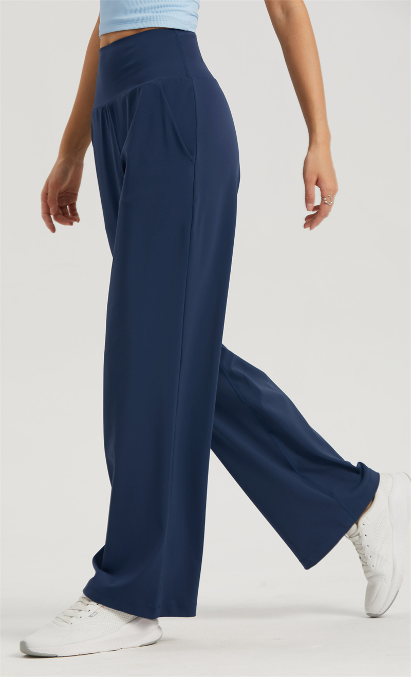 A1527 Yoga Wear Womens Ninth Jogging Pants Loose Wide Leg High Waist Training Strap Pants 5 Colors