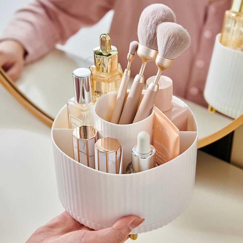360 Rotating Makeup Organizer Large Capacity Desktop Cosmetic Storage Box Portable Lipstick Makeup Brush Pen Holder for Bathroom Y240906