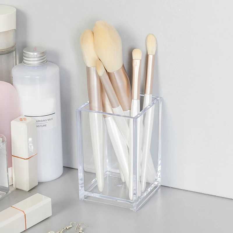 Make Up Organizer Plastic Makeup Brush Pot Storage Acrylic For Cosmetics Holder Desk Cosmetic Storage Container Y240906