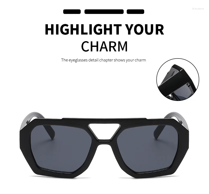 Sunglasses Retro Double Bridges Women's Men Big Frame Leopard Gradient Eyewear Fashion Sun Glasses Shades