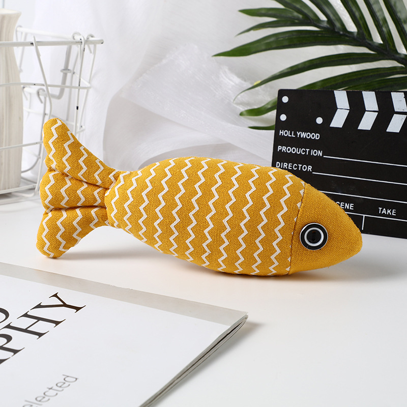 Animal Rescue Donation pet supplies pet cat teasing stick hemp cloth fish, cat mint simulation fish cat toy kitten grinding teeth self fun and relievi