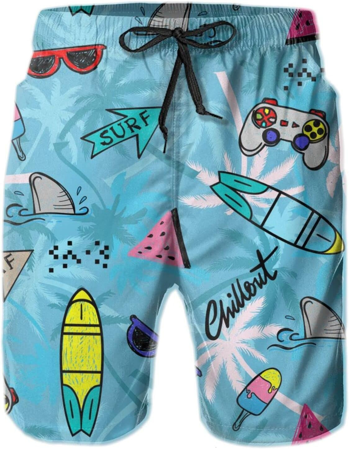 Mens Shorts 3D Printed Pattern Summer Surfing Swim Trunks Quick Dry Stylish Beach Board Swimwear