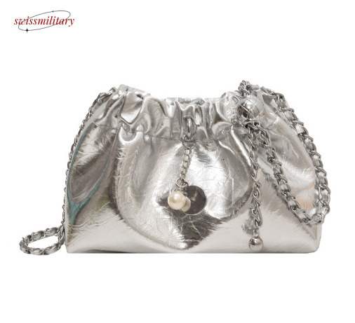 Swissmilitary 2024 new handbag for women, niche, light luxury chain crossbody bag, fashionable and versatile, single shoulder pleated cloud bag, bucke